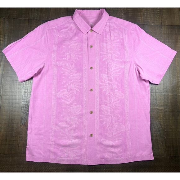 Tommy Bahama Bali Border Camp Shirt 100% Silk Casual Button Up Shirt, Size XL - Picture 1 of 7